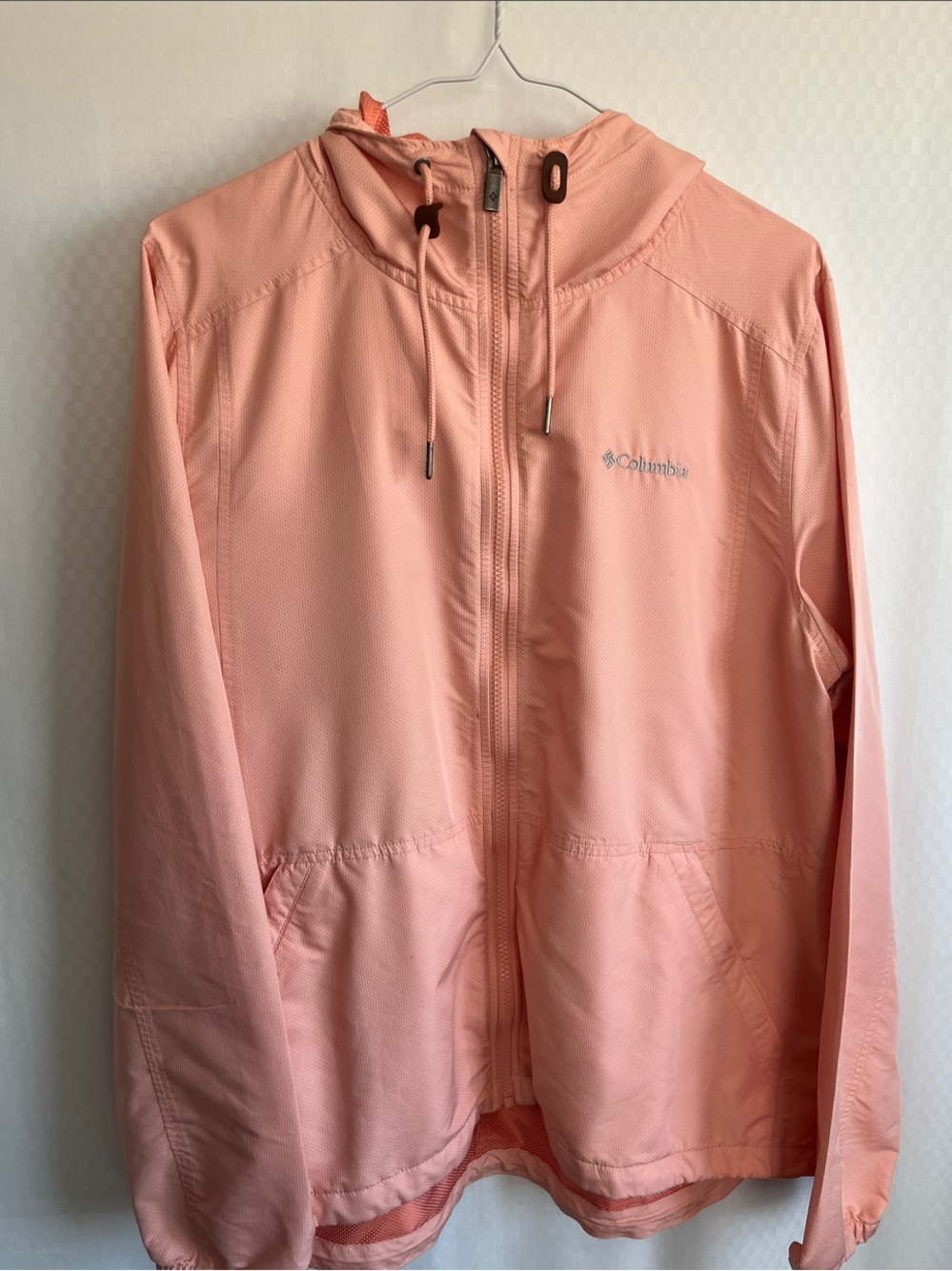 Columbia Windbreaker Women's XL Peach-Pink Hooded Jacket
